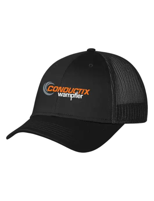 Black Mesh Trucker Cap Snap Back w/Conductix Logo