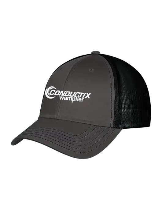 Charcoal & Black Mesh Trucker Cap Snap Back w/Conductix Logo