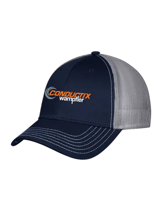Navy & Grey Mesh Trucker Cap Snap Back w/Conductix Logo