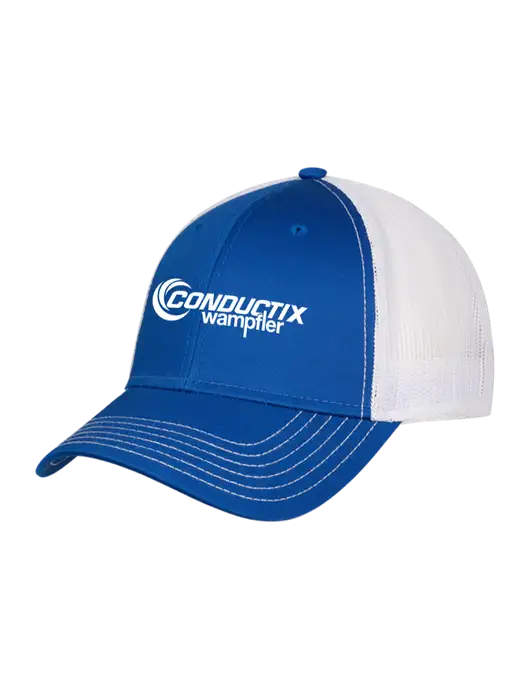 Royal/White Mesh Trucker Cap Snap Back w/Conductix Logo