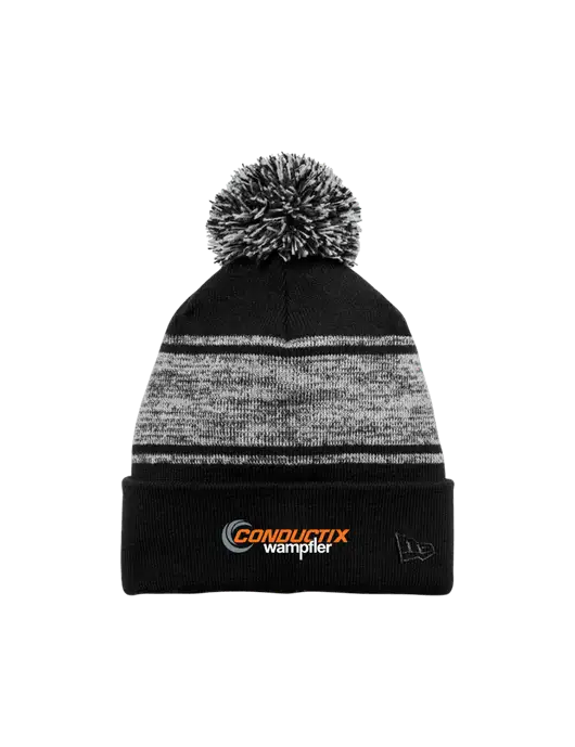 New Era Black/Charcoal Knit Chilled Pom Beanie w/Conductix Logo