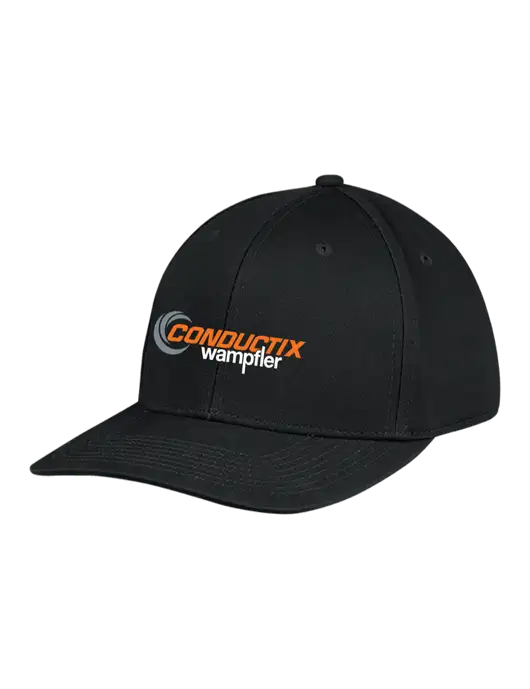 Premium Modern Structured Twill Black Snapback Cap w/Conductix Logo