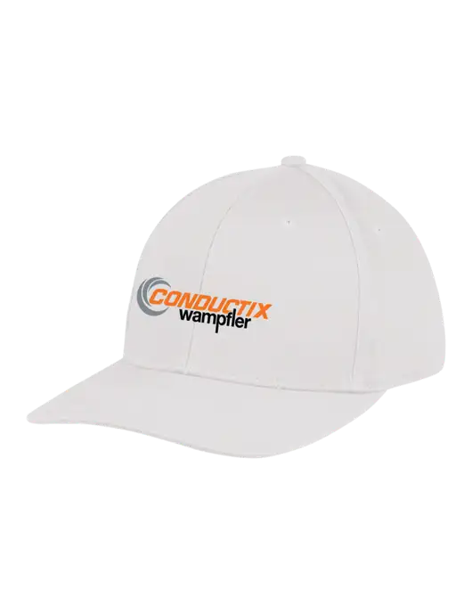 Premium Modern Structured Twill White Snapback Cap w/Conductix Logo