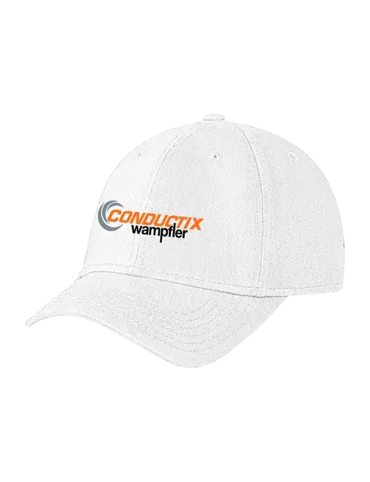 White Structured Soft Snap Closure Hook & Loop Cap w/Conductix Logo