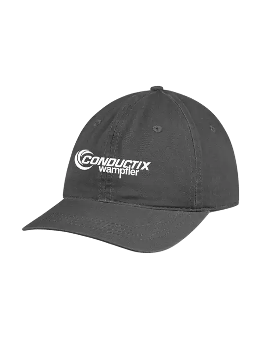 Garment Washed Unstructured Twill Charcoal Cap w/Conductix Logo