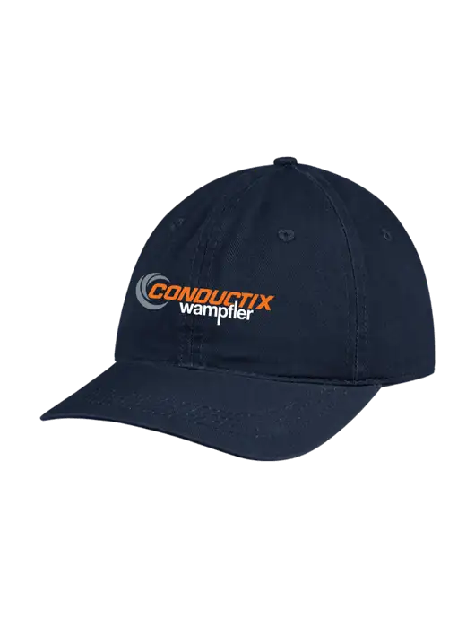 Garment Washed Unstructured Twill Navy Cap w/Conductix Logo