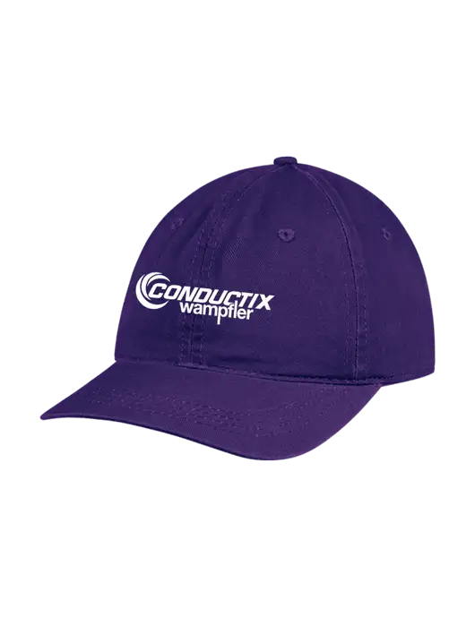 Garment Washed Unstructured Twill Purple Cap w/Conductix Logo