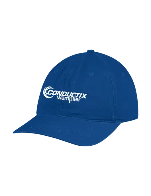 Garment Washed Unstructured Twill Royal Cap w/Conductix Logo