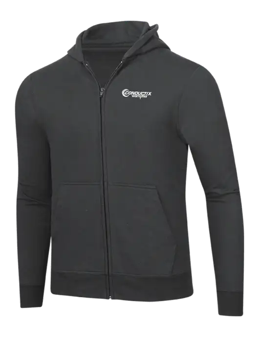 Charcoal 8.5 oz Ring Spun Zip Hooded Sweatshirt w/Conductix Logo