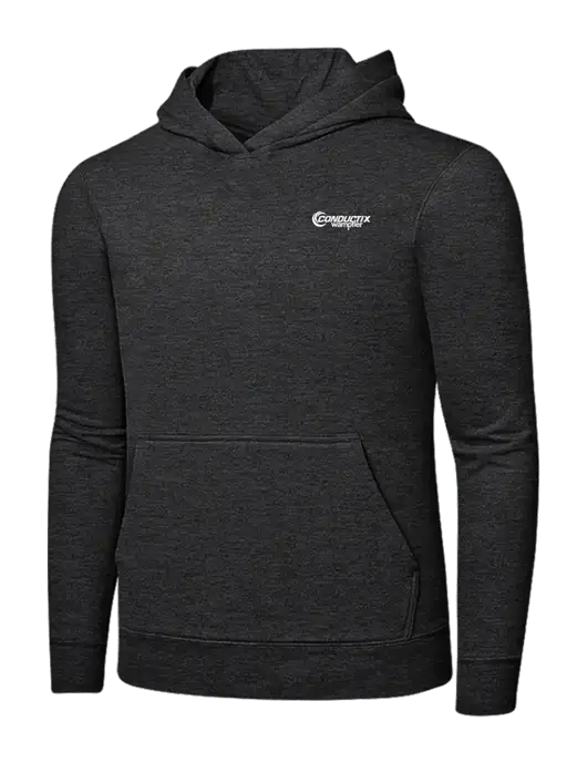 Dark Heather Grey 7.8 oz Ring Spun Hooded Sweatshirt w/Conductix Logo