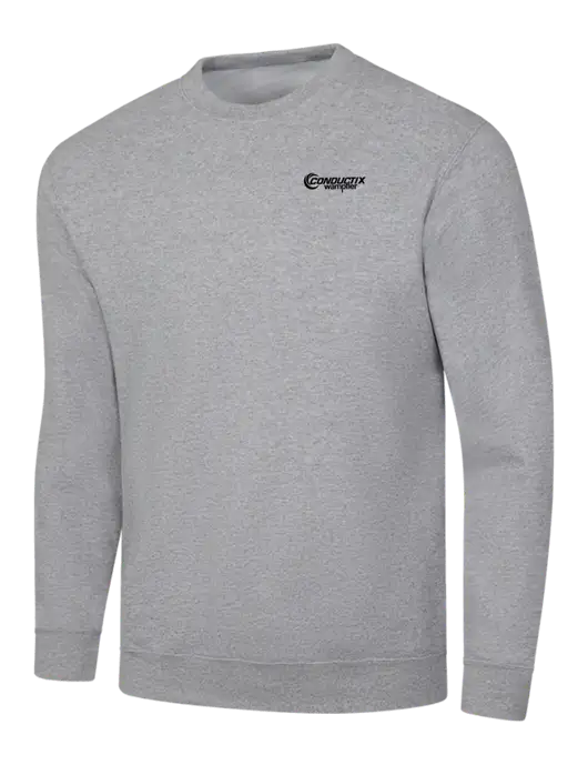 Light Grey Heather 7.8 oz Ring Spun Crew Sweatshirt w/Conductix Logo