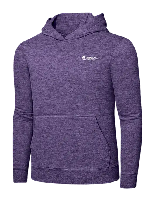 Heather Purple 7.8. oz Ring Spun Hooded Sweatshirt w/Conductix Logo