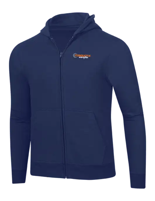 Navy 8.5 oz Ring Spun Zip Hooded Sweatshirt w/Conductix Logo
