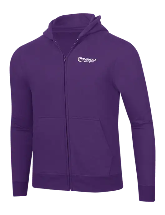 Purple 8.5 oz Ring Spun Zip Hooded Sweatshirt w/Conductix Logo