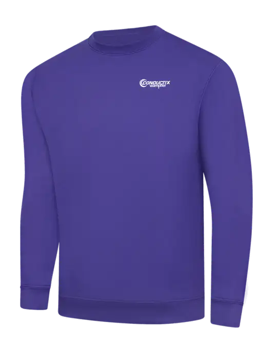 Purple 9 oz 50/50 Cotton/Poly Crew Sweatshirt w/Conductix Logo