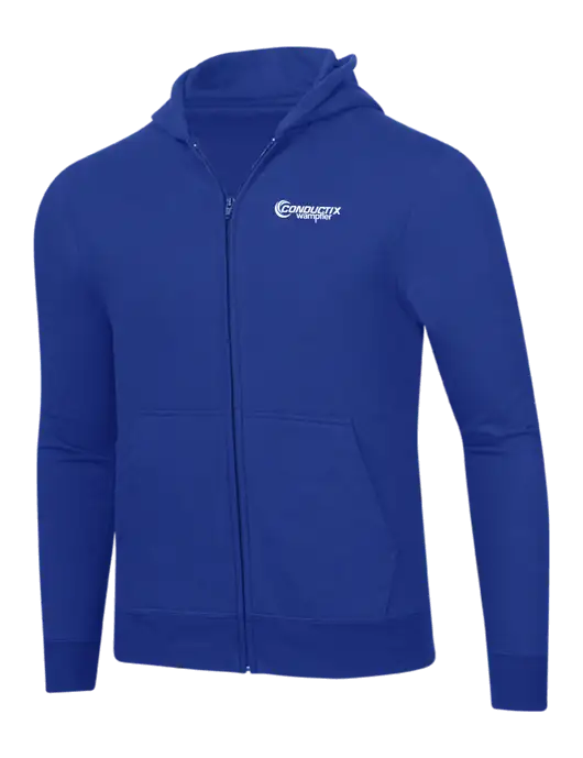 True Royal 8.5 oz Ring Spun Zip Hooded Sweatshirt w/Conductix Logo