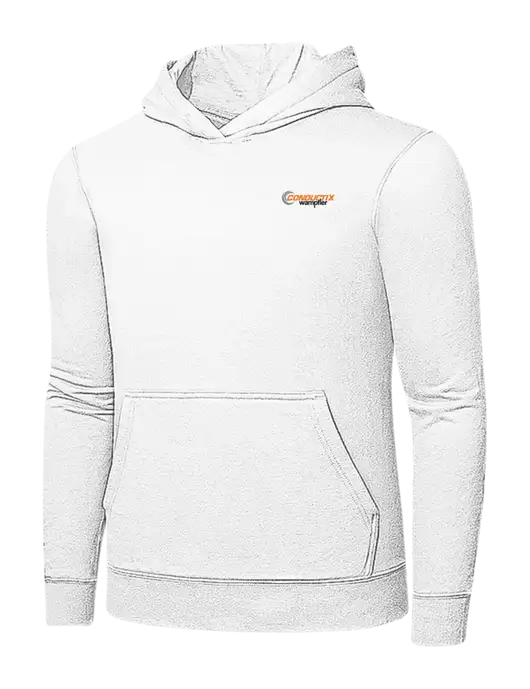 White 7.8 oz Ring Spun Hooded Sweatshirt w/Conductix Logo
