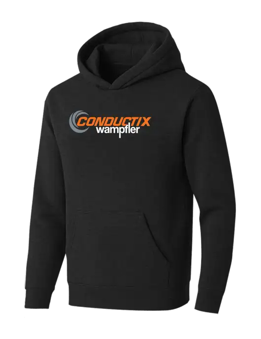 BELLA+CANVAS Black Heather Sponge Fleece Pullover Hoodie w/Conductix Logo