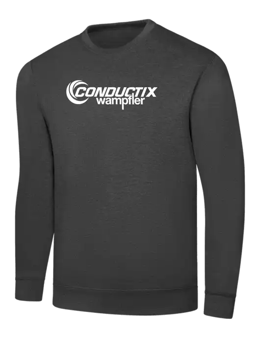 Dark Heather Grey 7.8 oz Ring Spun Crew Sweatshirt w/Conductix Logo
