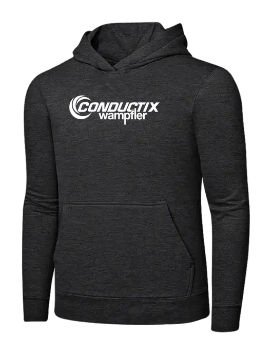 Dark Heather Grey 7.8 oz Ring Spun Hooded Sweatshirt w/Conductix Logo