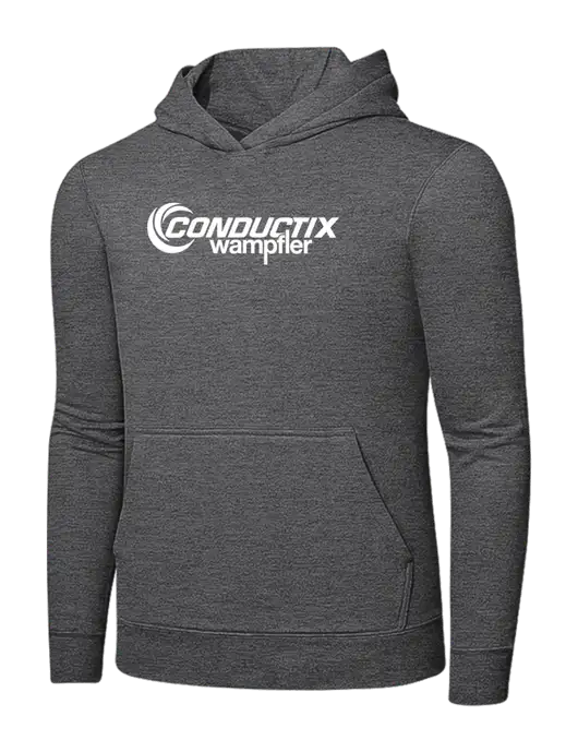 Graphite Heather 7.8. oz Ring Spun Hooded Sweatshirt w/Conductix Logo