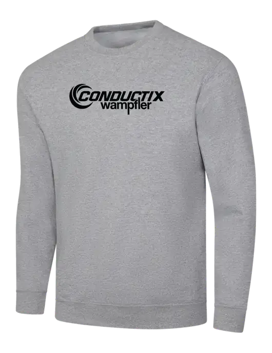 Light Grey Heather 7.8 oz Ring Spun Crew Sweatshirt w/Conductix Logo