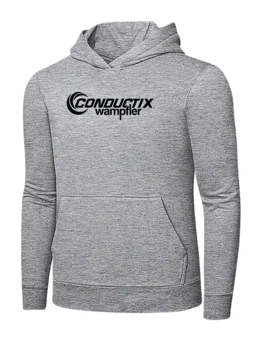 Light Grey Heather 7.8 oz Ring Spun Hooded Sweatshirt w/Conductix Logo