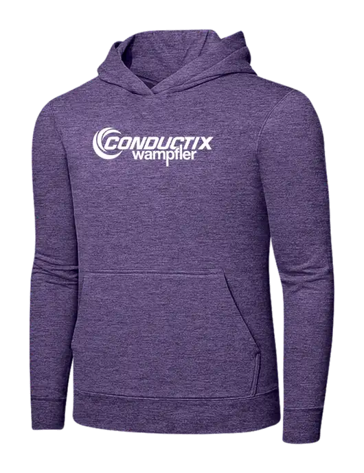 Heather Purple 7.8. oz Ring Spun Hooded Sweatshirt w/Conductix Logo