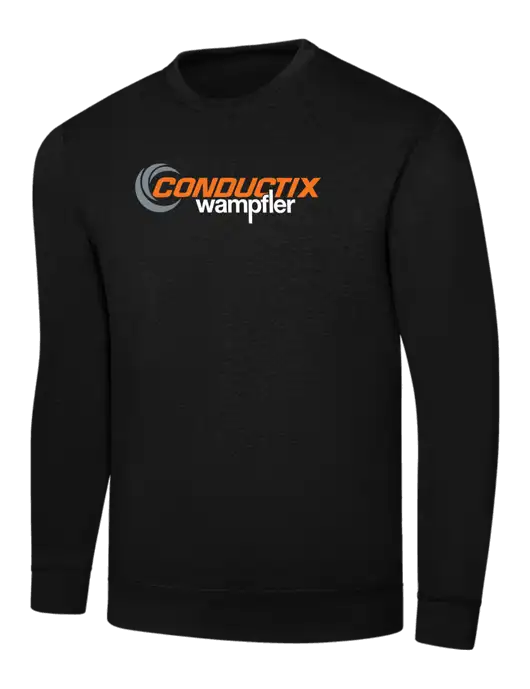 Black 7.8 oz Ring Spun Crew Sweatshirt w/Conductix Logo