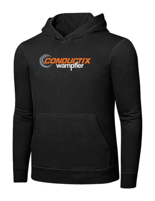 Jet Black 7.8 oz Ring Spun Hooded Sweatshirt w/Conductix Logo