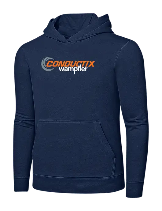 Navy 7.8 oz Ring Spun Hooded Sweatshirt w/Conductix Logo