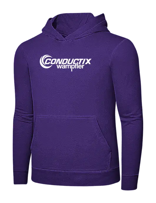 Purple 7.8 oz Ring Spun Hooded Sweatshirt w/Conductix Logo