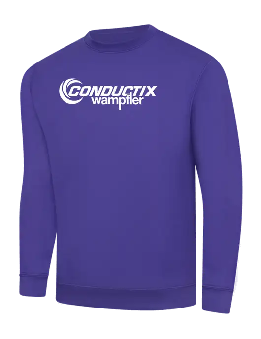 Purple 9 oz 50/50 Cotton/Poly Crew Sweatshirt w/Conductix Logo