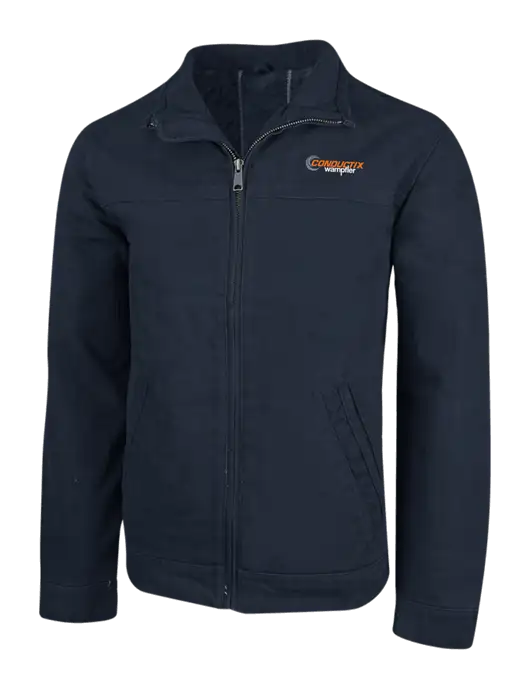 Cornerstone Navy Washed Duck Cloth Flannel Lined Work Jacket w/Conductix Logo