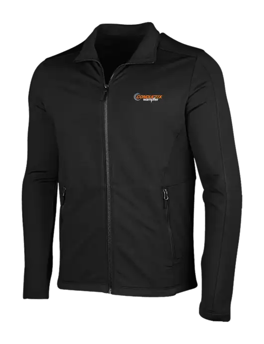 Deep Black Grid Fleece Jacket w/Conductix Logo