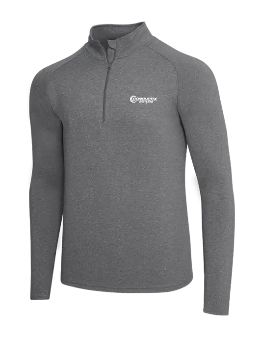 Dark Grey Heather Sport Wick Stretch 1/4 Zip Pullover w/Conductix Logo