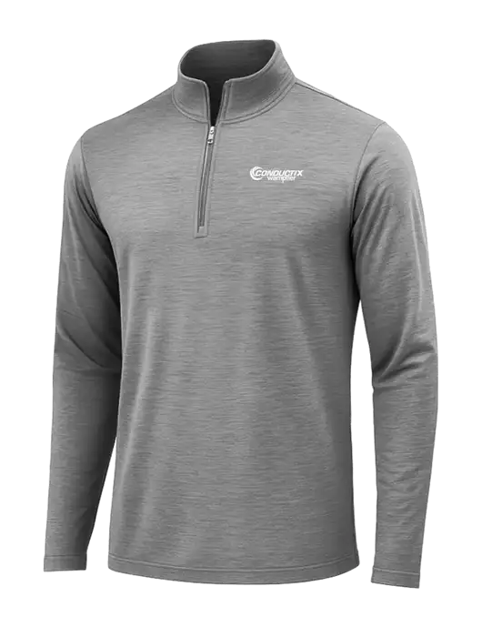 Dark Grey Heather Posicharge Tri-Blend Wicking 1/4 Zip Pullover w/Conductix Logo