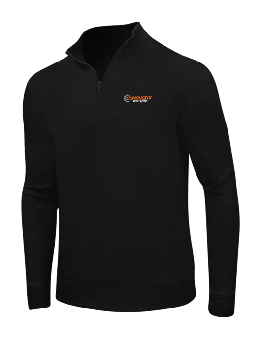Deep Black/Charcoal Heather Interlock 1/4 Zip w/Conductix Logo