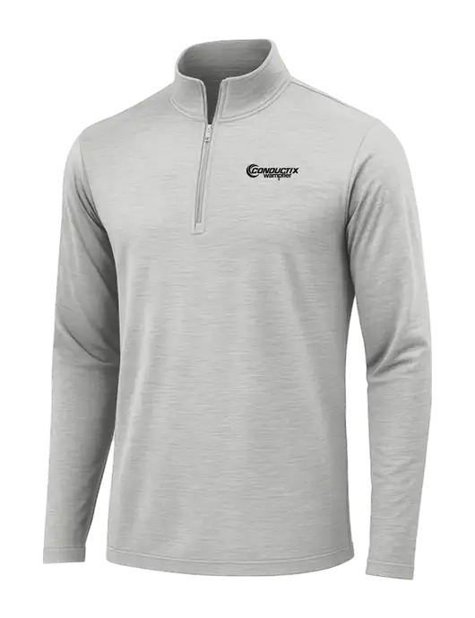 Light Grey Heather Posicharge Tri-Blend Wicking 1/4 Zip Pullover w/Conductix Logo