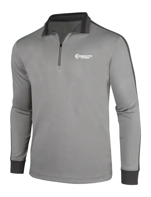 NIKE Athletic Grey/Heather Dark Grey Dry-Fit 1/2 Zip Cover-Up w/Conductix Logo