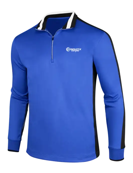 NIKE Game Royal/Black/White Dry-Fit 1/2 Zip Cover-Up w/Conductix Logo