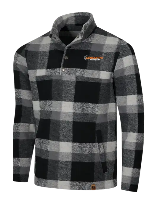Russell Outdoors Black/White Plaid Basin Snap Pullover w/Conductix Logo