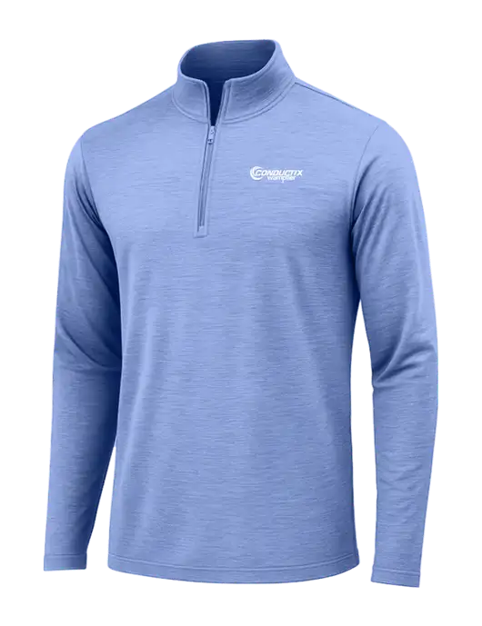 True Royal Heather Posicharge Tri-Blend Wicking 1/4 Zip Pullover w/Conductix Logo