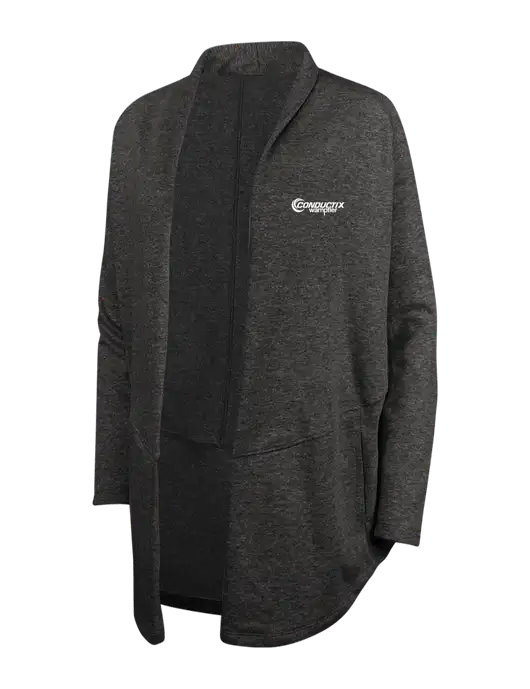 Charcoal Heather/ Medium Heather Grey Womens Interlock Cardigan w/Conductix Logo