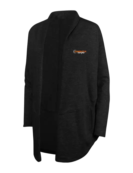 Deep Black/Charcoal Heather Womens Interlock Cardigan w/Conductix Logo