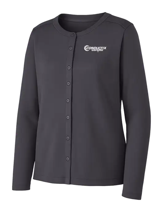 Grey Smoke Womens Concept Stretch Button-Front Cardigan Sweater w/Conductix Logo