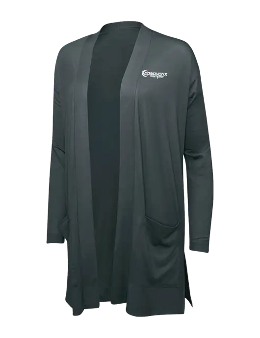 Smoke Grey Womens Concept Long Pocket Cardigan w/Conductix Logo