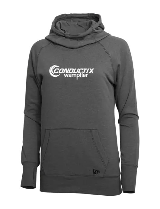 New Era Black Heather Womens Tri-Blend Fleece Pullover Hoodie w/Conductix Logo