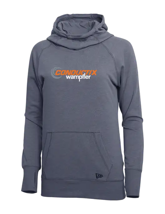 New Era True Navy Heather Womens Tri-Blend Fleece Pullover Hoodie w/Conductix Logo