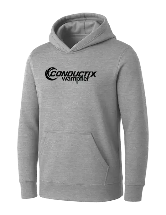 Womens Light Grey Heather Core Fleece Pullover Hooded Sweatshirt w/Conductix Logo